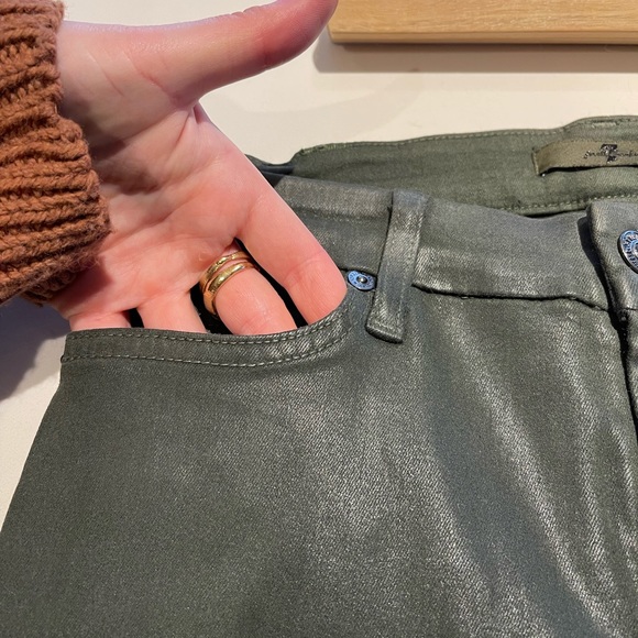 7 For All Mankind Green Waxed jeans ‘24’ - Picture 10 of 15